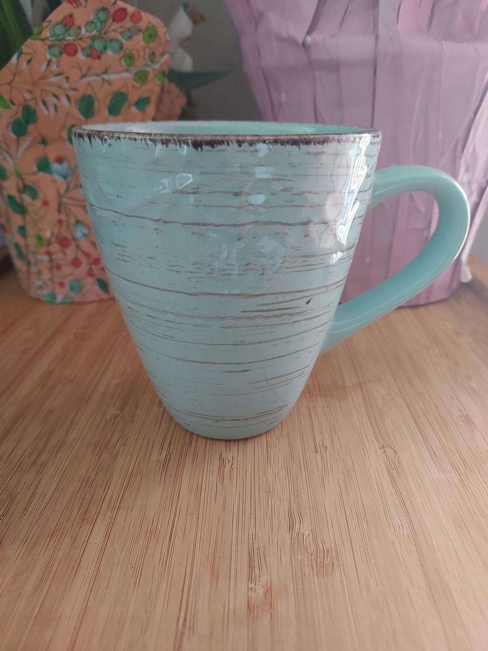 Ceramic Coffee Mug in Light Aqua - Classic Rustic Finish